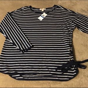NWT Michael Kors XL navy & white striped sweater